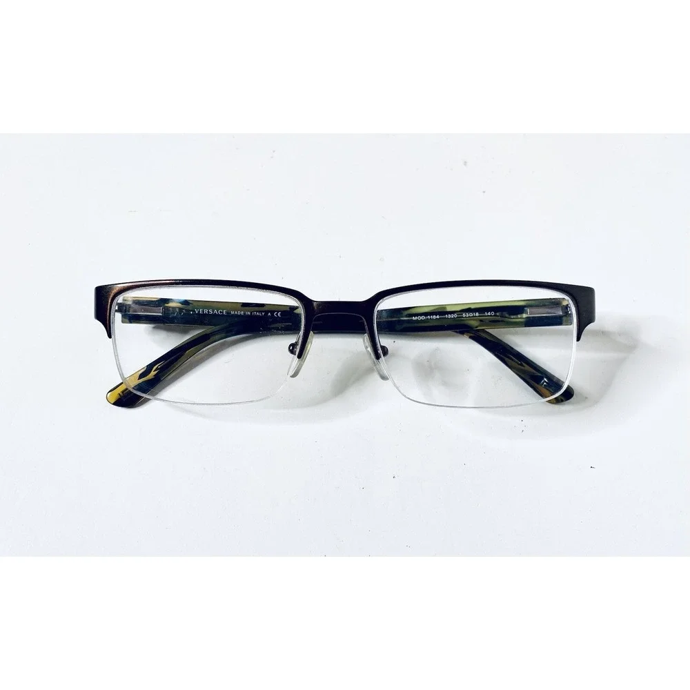 Versace Brown Metal Green Tortoise Lucite Glasses Italy MOD 1184 1320 53 18 140